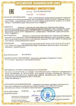 15.04.2022 Железнодорожный - Приложение к сертификату соответствия железобетонных изделий - бортовые искуственные камни БР